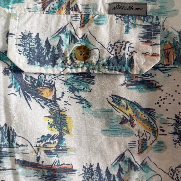Eddie Bauer Outdoor Fly Fishing Short Sleeve Mens Button Down Collared Shirt 3XB - Picture 4 of 7